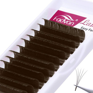 Brown Eyelash Extensions 0.07mm C/D Curl Volume Lash Extensions 8-14mm Self Fanning 3D 4D 6D 10D Rapid Automatic Blooming Flower Eyelashes Extension
