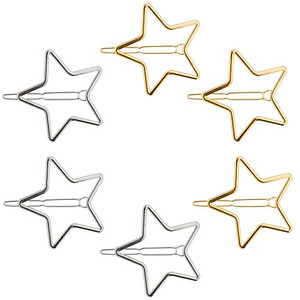 PAGOW 6PCS Star Hair Clips Hollow Metal Snap Barrettes Silver Gold Geometric Valentine Hair Pins Prom Enagement Wedding Styling y2k Accessories for W