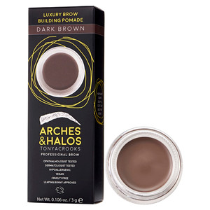 Arches and Halos Luxury Brow Building Pomade - Vegan Eyebrow Pomade - Creamy, Long Wearing Color for Clean, Defined Brows - Dark Brown - 0.1 oz