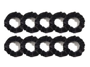 Pack of 10 Small Velvet Scrunchies for Women Hair Accessories, Mini Thin Elastic Hair Ties (Black)