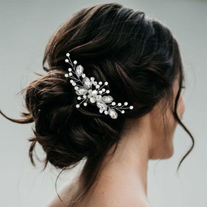 Gorais Crystal Wedding Hair Comb for Wedding Silver Pearl Headpiece Bridal Hair Accessories for Women and Girls
