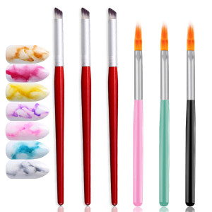 DANNEASY 6Pcs Ombre Nail Brush Acrylic Nail Brush Set Nail Design Brushes Nail Gradient Pen Gel Nail Ombre Brush Manicure Tools