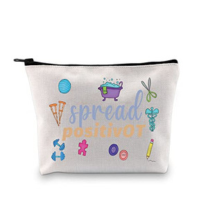 GJTIM Occupational Therapy Therapist Gift OT Makeup Bag Spread positivOT Zipper Pouch OT Appreciation Gift for Therapist (Spread positivOT Bag)