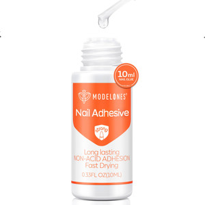 Modelones Nail Glue for Press Ons, Press On Nails and Acrylic Nails, 10 ML Super Strong Long Lasting Gel Nail Glue for Nail Tips, Safety Non-Acid Non