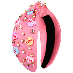 CEALXHENY Valentine's Day Headband for Women XOXO Love Massage Heart Headband Red Pink (1 Count)