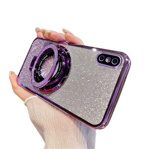 MEMAXELUS Case for iPhone 16 Plus, Glitter Sparkly Luxury Plating Silicon TPU Soft Cover Lens Protector ?Wireless Charging Compatible? Magnetic Ring