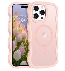 YINLAI Case for iPhone 16 Pro Max 6.9-Inch, Magnetic Compatible with Magsafe Cute Curly Wave Frame Slim Translucent Matte Supports Wireless Charging