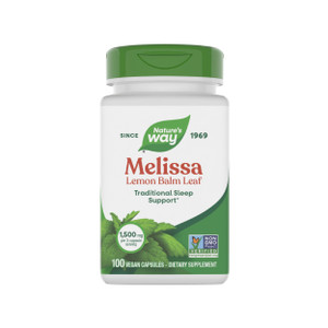 Nature's Way Melissa Lemon Balm Leaf, Traditional Sleep Support*, Melatonin Free, 1500 mg per 3-Capsule Serving, Non-GMO Project Verified, 100 Vegan