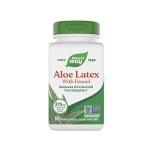 Nature's Way Aloe Latex with Fennel, Aloe Vera Capsules for Occasional Constipation*, Non-GMO Project Verified, Gluten Free, 100 Vegan Capsules (Pack