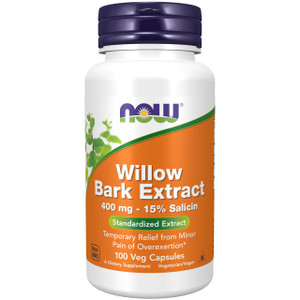 NOW Foods Supplements, White Willow Bark 400 mg with 15% Salicin, Standardized Extract, 100 Veg Capsules