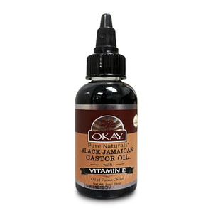 Okay Pure Naturals Black Jamaican Castor Oil with Vitamin E - Castor Oil for Hair Health, Moisture for Skin, Body, Scalp, Eyelashes, Eyebrows, for Me