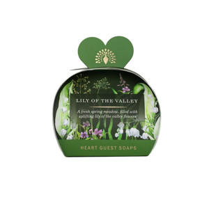 The English Soap Company Packed Guest Soaps, Luxury Sandalwood Shea Butter Heart Shaped Soaps, Lily of the Valley Scent 3 x 20g