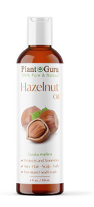 Plant Guru Hazelnut Oil 4 fl. oz. Cold Pressed 100% Pure Natural Carrier - Skin, Face, Body And Hair Growth Moisturizer. Great For DYI Cream, Lotions