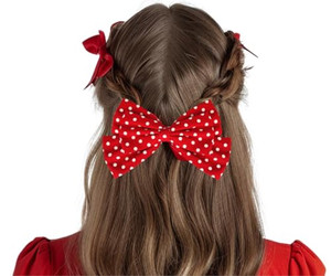 Red Polka Dots Bow Mouse ears Hair Clips Barrettes Elastic Hair Bands Kids Girls Costume: M3 (Jumbo)