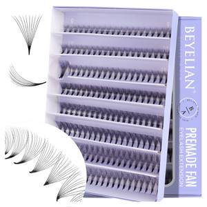 BEYELIAN Easy Fan Eyelash Extensions Volume Sets Self Fanning Lashes Black Salon Stylists Mega Fullness Semi Permanent .05 CC Curl 9-15mm Mix Tray