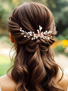 GORAIS Rose Gold Hair Accessories Opal Bridal Hair Comb Rhinestone Prom Hair Piece for Brides