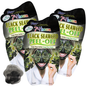 7th Heaven Seaweed Easy Peel-Off Face Mask, with Seaweed, Detox Face Pores, For All Skin Types, 3-Pack of 0.3 Fl Oz each, 3 Sachets