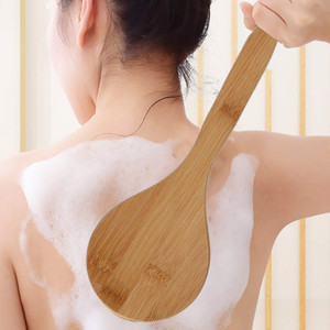 Long Handle Shower Back Brush, Natural Bristles Bathing Scrubber Massager Exfoliating Brush Body Cellulite Brush for Dry Wet Skin Care Cleaning
