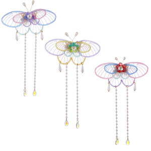 NASAMA Tassel Butterfly Hair Clips Fabric Barrettes Hanging Ear Butterfly Hair Styling Clip Headdress Accessory Wedding Accessories for Women Teens (