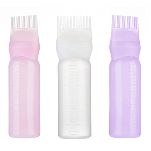 ONEWANGDAFA 6 Pack Root Comb Applicator Bottle 6 Ounce Hair Dye Applicator Brush with Graduated Scale for Hair Color Applicator