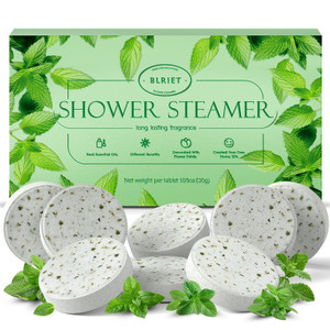 Shower Steamers Aromatherapy BLRIET 8 Pack Birthday Gifts for Women, Men, Teens, Mint Shower Bombs with Natural Essential Oil, Stress Relief and Rela