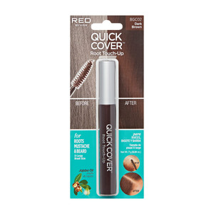 RED by KISS Quick Cover Root Touch Up Rescue (Dark Brown), Mascara Natural Water-Resistant Temporary Gray Concealer Cover Up Brush for Hair Mustache