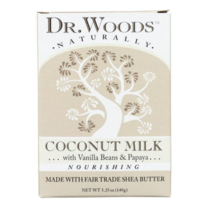 Dr. Woods Coconut Milk Bar Soap with Vanilla Beans, Papaya, & Organic Shea Butter, 5.25 oz