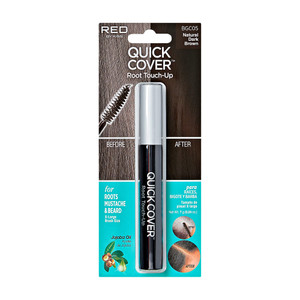 RED by KISS Quick Cover Root Touch Up Rescue (Natural Dark Brown), Mascara Natural Water-Resistant Temporary Gray Concealer Cover Up Brush for Hair M