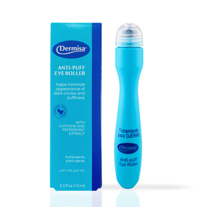 Dermisa Eye Roller for Puffy Eyes - Anti-Puff Dark Circle Under Eye Treatment Serum with Caffeine & Peppermint for Bright, Healthy Skin - Paraben, Fr