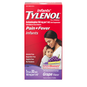 Infants' Tylenol Oral Suspension Liquid Medicine with Acetaminophen, Baby Fever Reducer & Pain Reliever for Minor Aches & Pains, Sore Throat, Headach