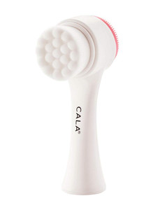 CALA Dual-Action Facial Cleansing Brush (Pink), Superfine Soft Bristles Deep Clean Pores, Removes Oil, Dirt, Long-Wear Makeup + Sunscreen, Water-Resi
