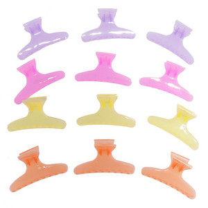 12 Pieces Plastic Hair Claw Clips Butterfly Hairdresser Clamp fit for Salon Hair Color Perm (Multicolor)