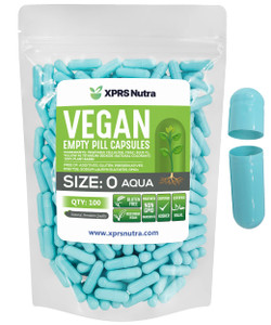 XPRS Nutra Size 0 Empty Capsules - 100 Count Empty Vegan Capsules - Vegetarian Pills - DIY Vegetable Capsule Filling - Veggie Pill Caps for Do-It-You