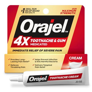 Orajel 4X for Toothache & Gum Pain: Severe Cream Tube 0.33oz- From Oral Pain Relief Brand