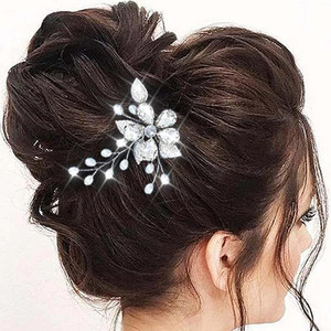 YBSHIN Wedding Hair Comb Silver Rhinestone Hair Pins Bridal Pearl Hair Pieces Accessories for Women