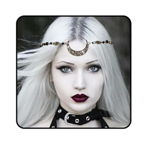 Obmyec Boho Head Chain Moon Headpieces Rhinestone Hair Chains Wedding Hair Accessories for Women and Girls (Brown)