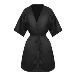 Salon Client Gown Robe Cape, Waterproof Hair Salon Smock for Clients, Kimono Style Hair Dye Cape, Black