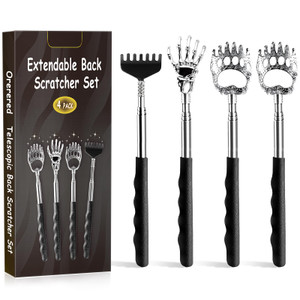 Orerered 4Pcs Back Scratcher Extendable for Men Women Adults, Backscratcher Hand to Scratch Valentines Day Gifts Birthday Gifts for Men Back Massager