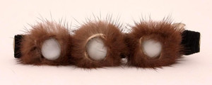 Caravan Automatic Barrette Wrapped And Decorated With Three (3) Furry Bushes And Three (3) Tiger-eyes