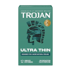 Trojan Ultra Thin Latex Lubricated Condoms for Men, Thin Condoms for a More Natural Feeling, Premium Latex to Help Reduce Risk of Pregnancy and Sexua