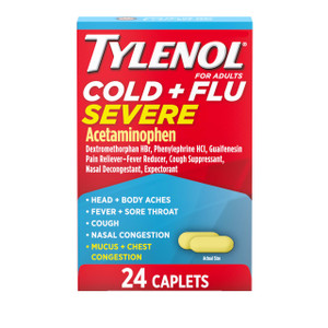 Tylenol Cold + Flu Severe Medicine Caplets for Cold & Flu Symptom Relief, Fever Reducer, Pain Reliever, Cough Suppressant, Nasal Decongestant & Expec