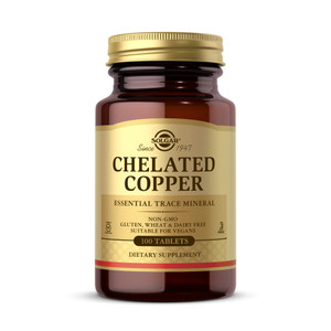 Solgar Chelated Copper, 100 Tablets - Essential for Collagen Formation - Highly Bioavailable Form - Supports Connective Tissue - Non-GMO, Vegan, Glut