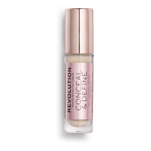 Revolution, Conceal & Define Concealer, Full Coverage & Lightweight, Long-Lasting Matte Finish, Vegan & Cruelty-Free, C1 Fair to Light Skin Tones, 0.