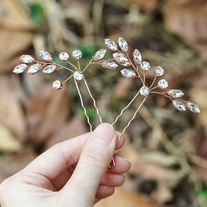 Unicra Bride Wedding Crystal Hair Pins Bridal Rhinestone Hair Pieces Wedding Hair Accessories for Women and Girls (Pack of 2)(Rose Gold)