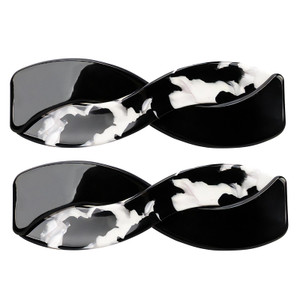 2 Pack Shiny Twist Hair Barrettes Color Crossing Acetate Hair Clips Metal Ponytail Holder French Tortoise Shell Hair Pins Hair Stylish for Thick Hair