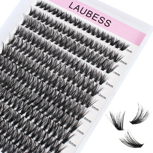 Cluster Lashes 240pcs 40D DIY Eyelash Extension D Curl Long Individual Lashes Mixed Tray Faux Mink Lash Clusters Extensions 0.07 0.10 Black (40D-0.07