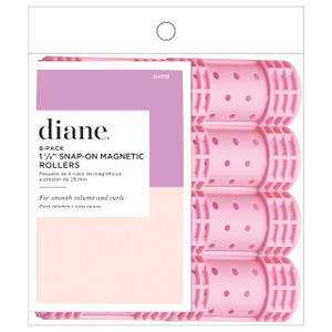 Diane Snap-On Magnetic Rollers Pack of 8 Hair Curlers for Women and Girls, Small, Diameter, Pink, D4719, 8 Count (Pack of 1)