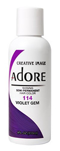 Adore Semi Permanent Hair Color (114 Violet Gem) | Vegan & Cruelty-Free Purple Hair Dye | No Ammonia, No Peroxide, No Alcohol | 4 Fl Oz