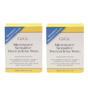 GiGi Microwave Tweezeless Wax, Non-Strip Waxing Kit Gentle Remover for Sensitive Skin, Painless Hair Removal - 2 Pack