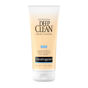 Neutrogena Deep Clean Daily Facial Cream Cleanser with Beta Hydroxy Acid to Remove Dirt, Oil & Makeup, Alcohol-Free, Oil-Free & Non-Comedogenic, 7 fl